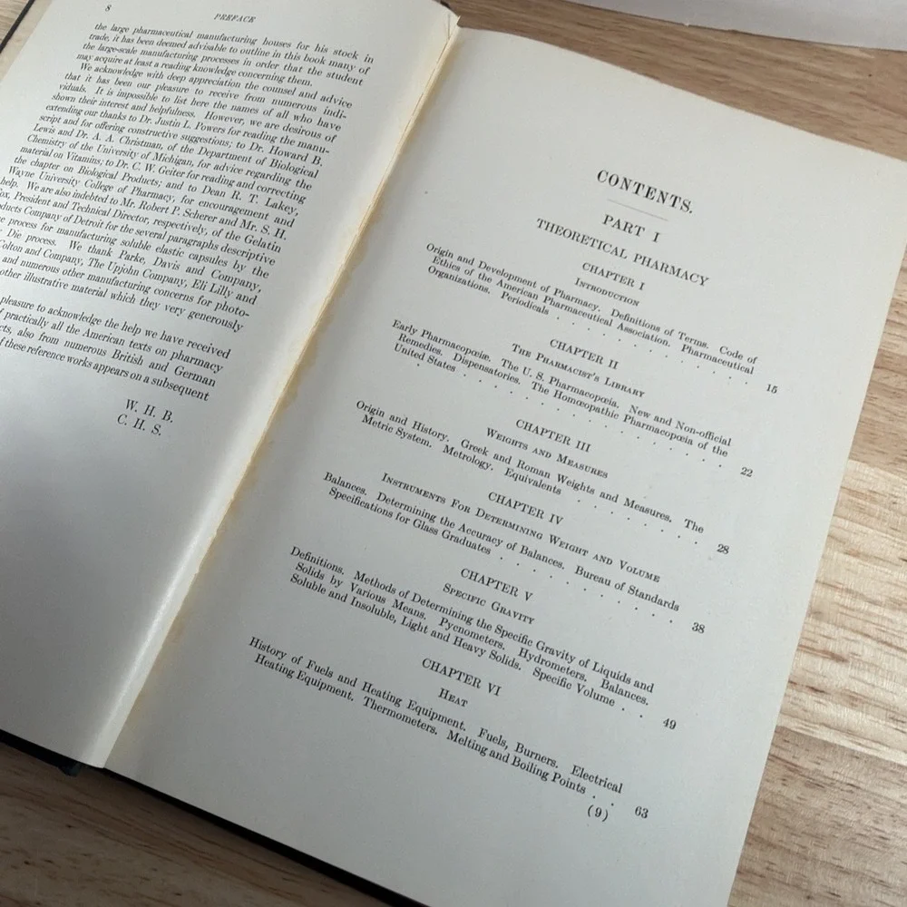 1939 FUNDAMENTALS OF PHARMACY HARDCOVER BOOK BY BLOME & STOCKING Green